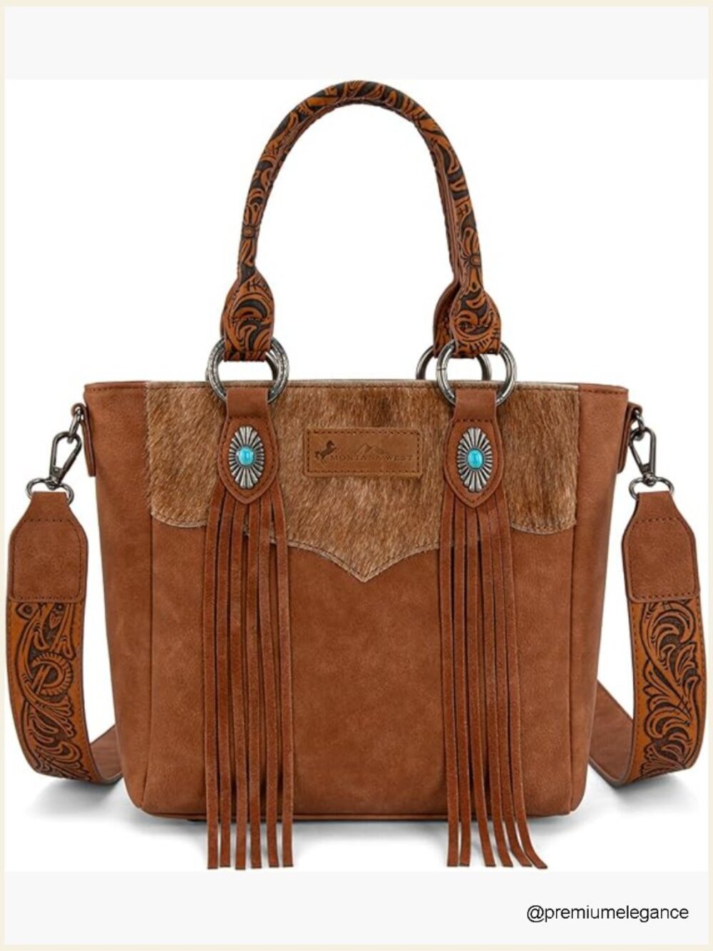 Cowhide Crossbody Bag Designer Leather Tassel Top Handle Handbag Purse